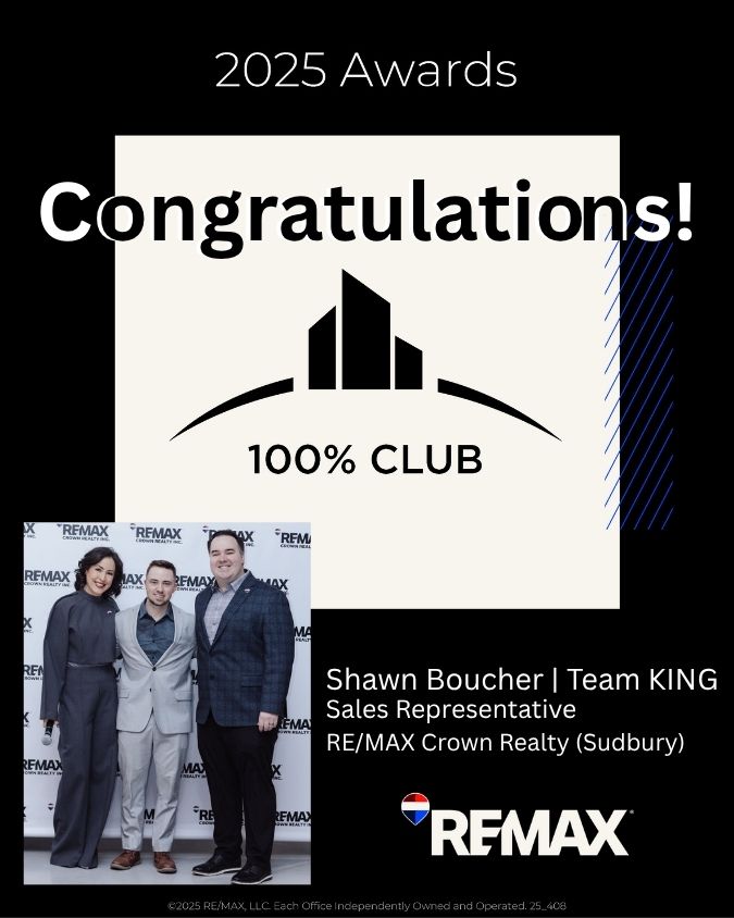 Shawn Boucher 100 Percent Club Award RE/MAX 2025 Sudbury real estate
