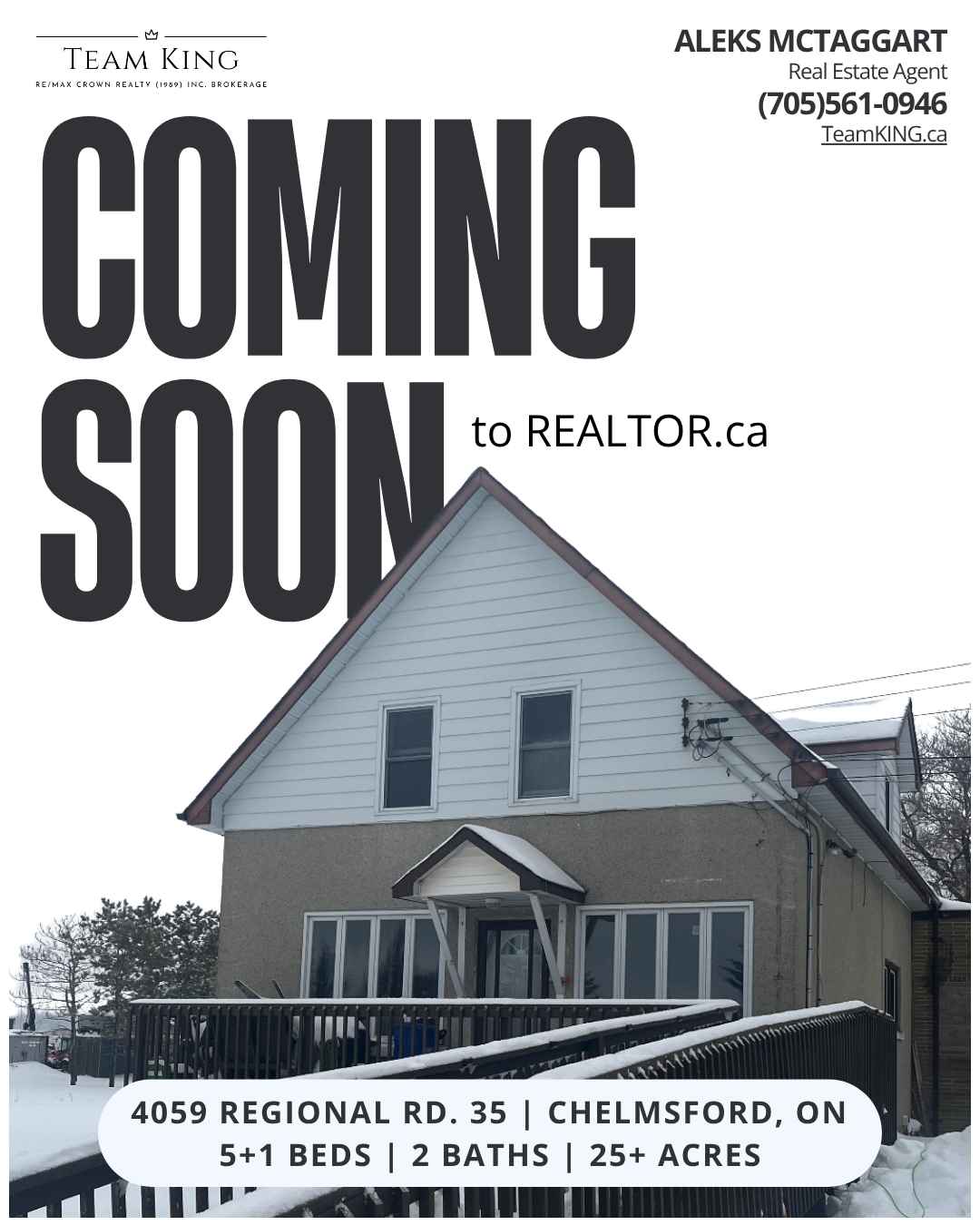 Coming soon: 4059 Regional Rd. 35 single-family home with acreage