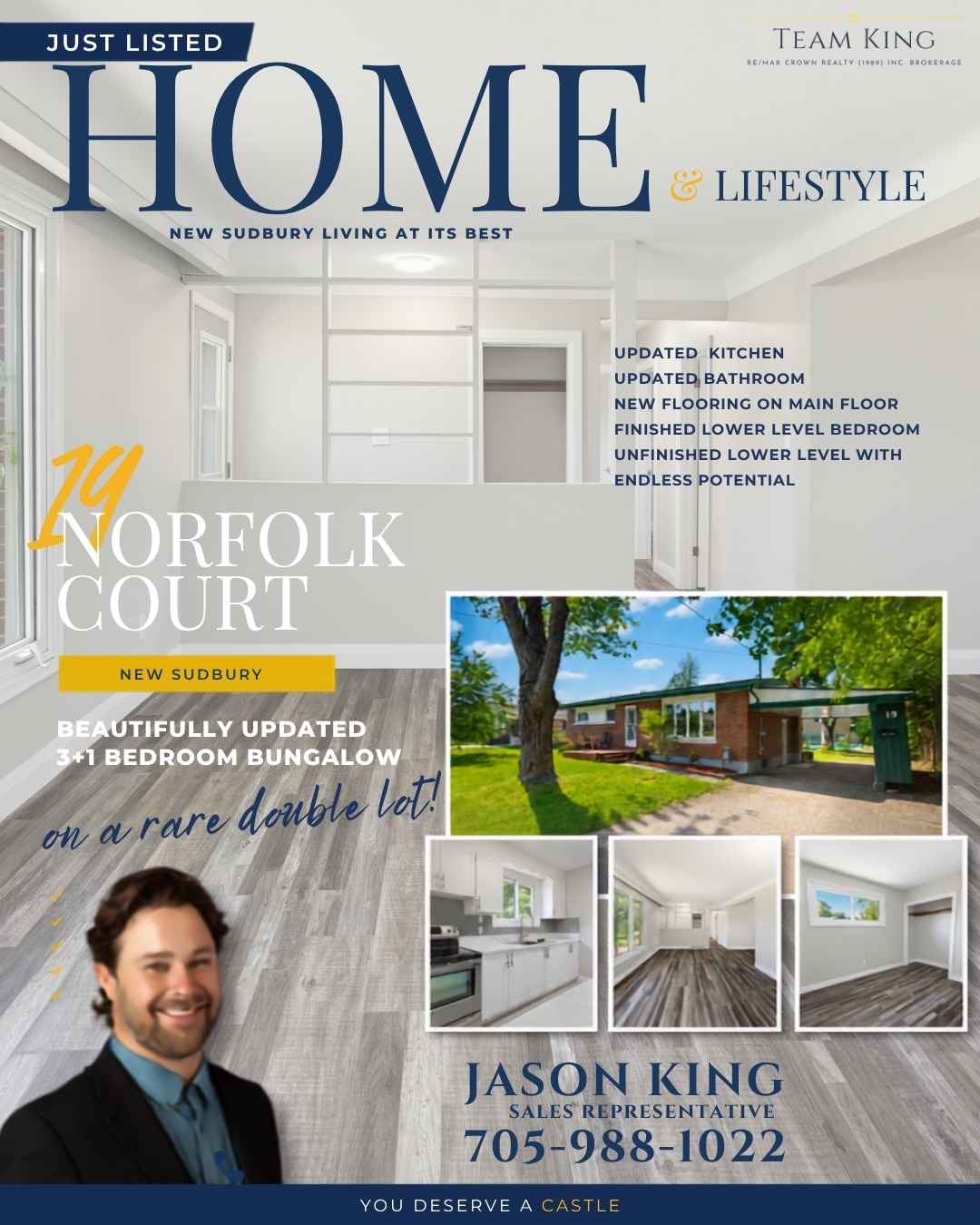 JUST LISTED at 19 Norfolk Court in New Sudbury featuring a renovated 3+1 bedroom brick bungalow on a rare double lot.