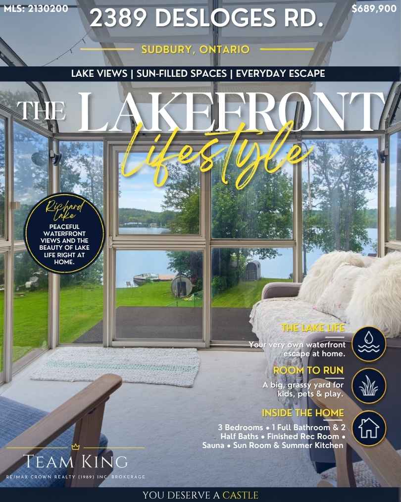 2389 Desloges Road waterfront home on Richard Lake in Sudbury, Ontario