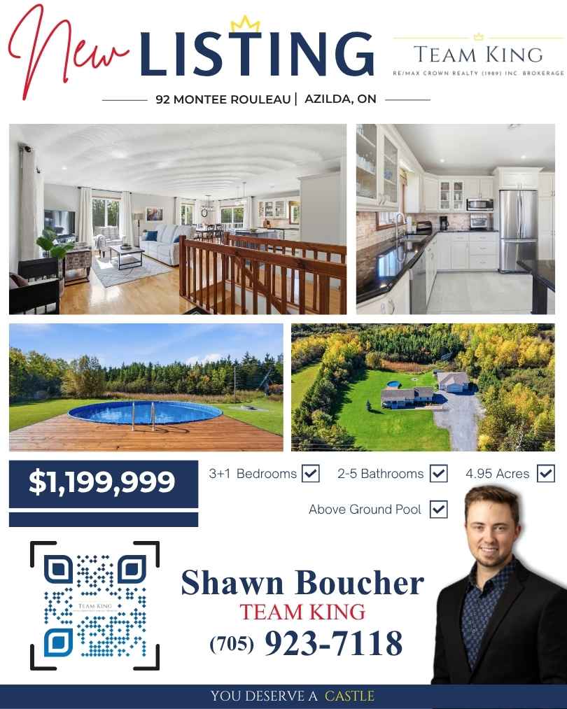 Just Listed 92 Montée Rouleau in Azilda, Ontario with Large Heated Garage